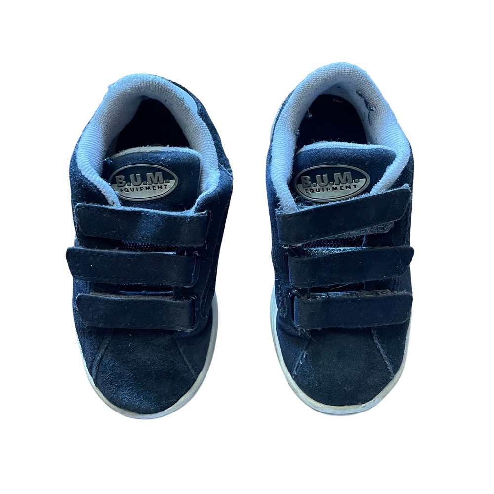 B.U.M. Equipment Y2K/Vintage Black Suede Velcro Strap Sneakers Kids‎ - Size 12